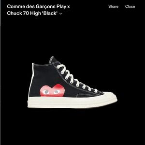 2015 Comme dess garçons play x Chuck 70 High Black